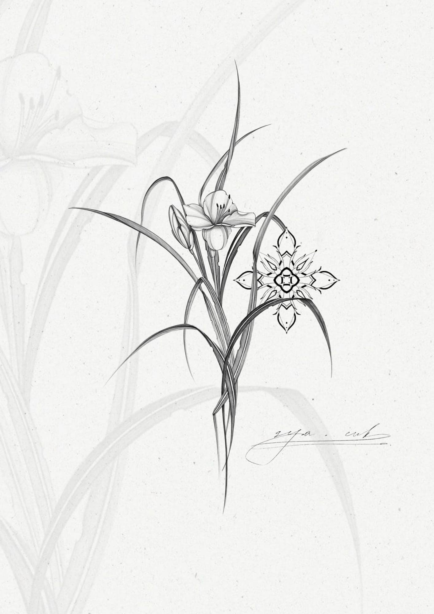 Available tattoo design – Orchid & Grasses · №04 – SIJA.INK Zürich