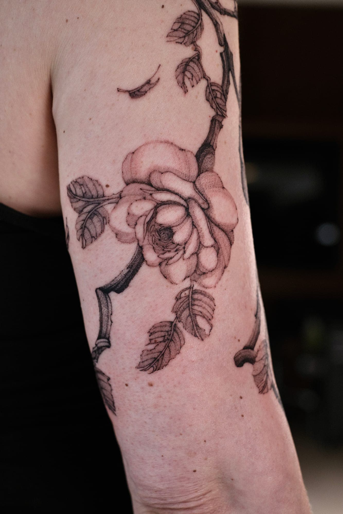Botanisches Tattoo – Rose am Ast – SIJA.INK Zürich