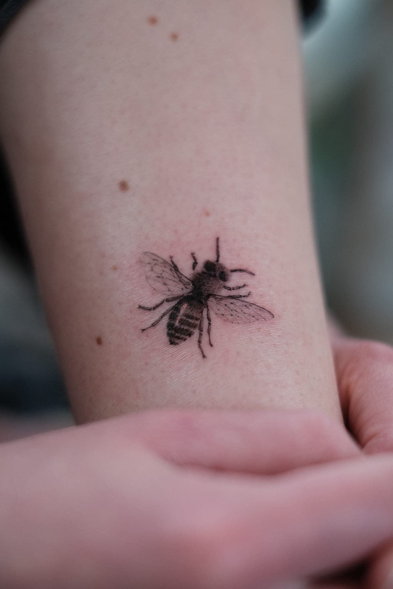 Microrealism Tattoo – Biene Bein – SIJA.INK Zürich