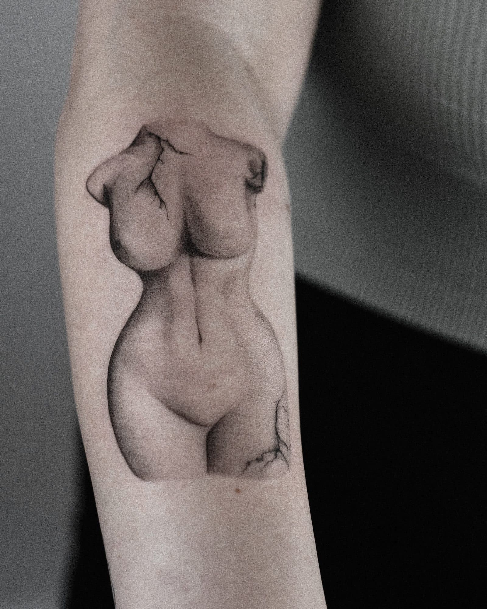 Microrealism Tattoo – Rissiger Torso – SIJA.INK Zürich