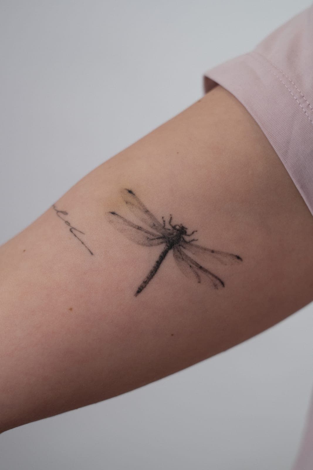 Fineline tattoo healed – Dragonfly – SIJA.INK Zürich
