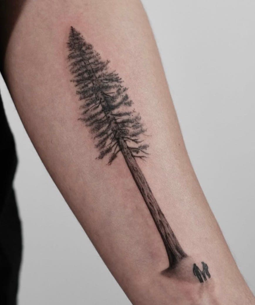 Fineline Tattoo frisch gestochen – Tannenbaum – SIJA.INK Zürich